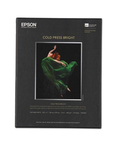 Epson 8-1/2" x 11", 21 mil, 25-Sheets, Cold Press Bright Fine Art Paper