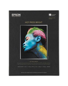 Epson 8-1/2" x 11", 17 mil, 25-Sheets, Hot Press Bright Fine Art Paper