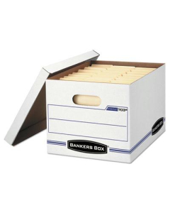 Bankers Box 12" x 15" x 10" Letter & Legal Stor/File Storage Boxes, 12/Carton, White/Blue