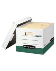 Bankers Box 12" x 15" x 10" Letter & Legal R-Kive Storage Boxes, 12/Carton, White/Green