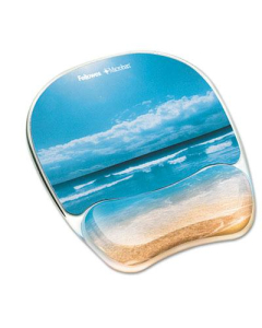 Fellowes 9-1/4" x 7-1/3" Photo Microban Mouse Pad with Wrist Rest, Sandy Beach