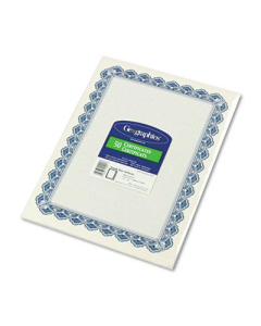 Geographics 8-1/2" x 11", 24lb, 50-Sheets, Blue Royalty Border Parchment Paper Certificates