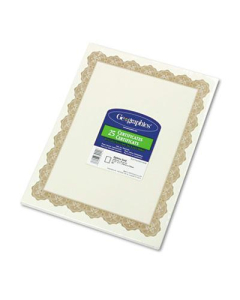 Geographics 8-1/2" x 11", 24lb, 25-Sheets, Optima Gold Border Parchment Paper Certificates
