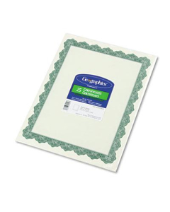 Geographics 8-1/2" x 11", 24lb, 25-Sheets, Optima Green Border Parchment Paper Certificates