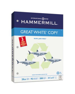 Hammermill Great White 8-1/2" X 11", 20lb, 5000-Sheets, 3-Hole Punched Copy Paper