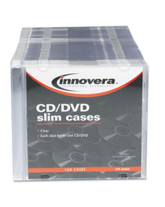 Innovera 100-Pack CD & DVD Polystyrene Thin Line Storage Case, Clear