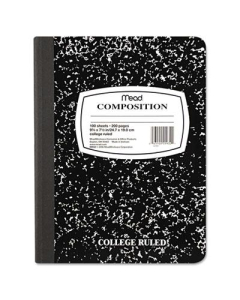 Mead 7-1/2" X 9-3/4" 100-Sheet Wide Rule Composition Book, Black Marble Cover