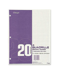 Mead 8-1/2" x 11", 20lb, 240-Sheets, Quadrille Graph Paper