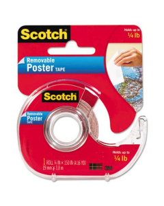 Scotch Wallsaver Removable Poster Tape with Dispenser, Clear, 1" Core