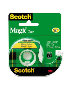 Scotch 1/2" x 22.2 yds Magic Tape with Dispenser, Clear, 1" Core