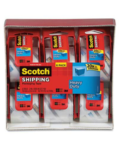 Scotch Heavy-Duty Packaging Tape with Dispensers, Clear, 6-Pack, 1-1/2" Core