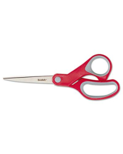 Scotch Multi-Purpose Scissors, 8" Length, Red/Gray