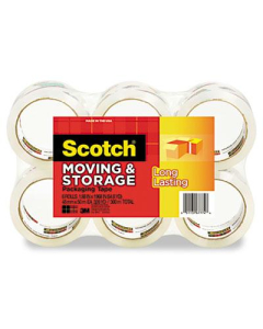 Scotch 1.88" x 54.6 yds Clear Moving & Storage Packaging Tape, 3" Core, 6-Pack