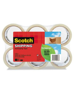 Scotch 1.88" x 49.2 yds Clear Greener Commercial Grade Packaging Tape, 3" Core, 6-Pack