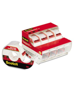 Scotch Transparent Tape with Dispenser, Clear, 4-Pack, 1" Core