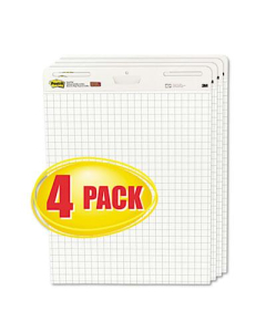 Post-it Self-Stick, 25" x 30", 30-Sheet, 4-Pack, Quadrille Ruled Easel Pads