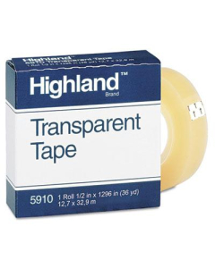 Highland 1/2" x 36 yds Transparent Tape, 1" Core, Clear