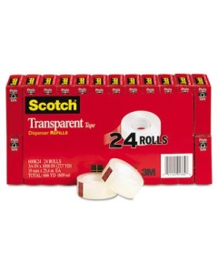 Scotch  3/4" x 27.8 yds Photo Safe Transparent Tape, 1" Core, Clear, 24-Pack