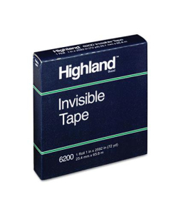 Highland 1" x 72 yds Invisible Tape, 3" Core, Clear