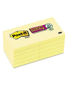 Post-It 1-7/8" X 1-7/8", 10 90-Sheet Pads, Canary Yellow Super Sticky Notes