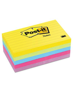 Post-It 3" X 5", 5 100-Sheet Pads, Lined Jaipur Color Notes