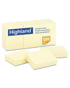 Highland 1-1/2" X 2", 12 100-Sheet Pads, Yellow Sticky Notes