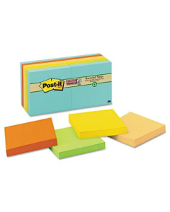 Post-It 3" X 3", 12 90-Sheet Pads, Bali Color Super Sticky Notes