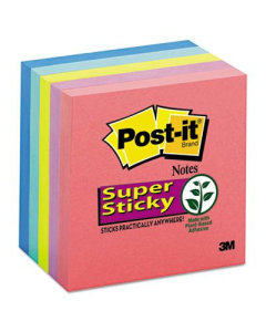 Post-It 3" X 3", 5 90-Sheet Pads, Rio de Janeiro Super Sticky Notes