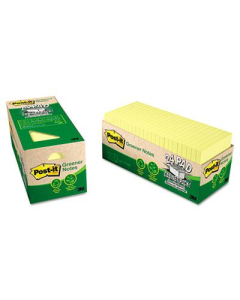 Post-It 3" X 3", 24 75-Sheet Pads, Canary Yellow Greener Notes