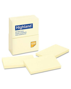 Highland 3" X 5", 12 100-Sheet Pads, Yellow Sticky Notes