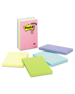 Post-It 4" X 6", 5 100-Sheet Pads, Lined Marseille Color Notes