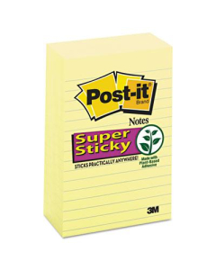 Post-It 4" X 6", 5 90-Sheet Pads, Lined Canary Yellow Super Sticky Notes