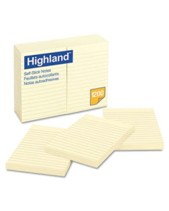 Highland 4" X 6", 12 100-Sheet Pads, Lined Yellow Sticky Notes