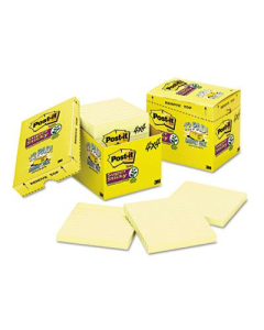 Post-It 4" X 4", 12 90-Sheet Pads, Lined Canary Yellow Super Sticky Notes