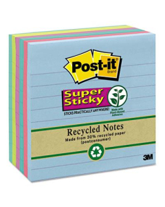 Post-It 4" x 4", 6 90-Sheet Pads, Lined Bora Bora Super Sticky Notes