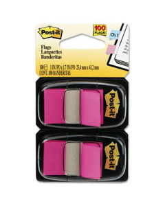 Post-It 1" x 1-3/4" Marking Flags, Bright Pink, 100 Flags/Pack