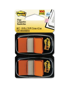 Post-It 1" x 1-3/4" Marking Flags, Orange, 100 Flags/Pack