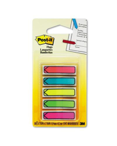Post-It 1/2" x 1-3/4" Arrow Page Flags, Bright Assorted, 100 Flags/Pack