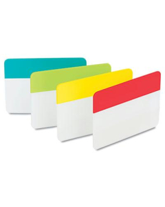 Post-It 2" x 1-1/2" Durable File Tabs, Aqua/Lime/Red/Yellow, 24/Pack