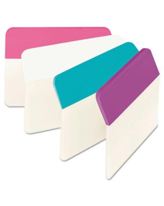 Post-It 2" x 1-1/2" Angled Hanging File Tabs, Aqua/Pink/Violet/White, 24/Pack
