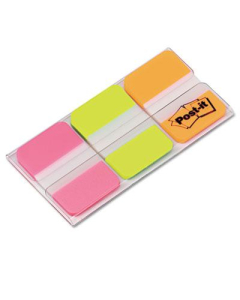 Post-It 1" x 1-1/2" Durable File Tabs, Green/Orange/Pink, 66/Pack