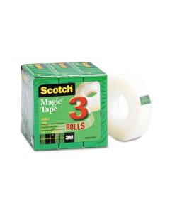 Scotch 3/4" x 27.7 yds Clear Magic Tape, 1" Core, 3-Pack