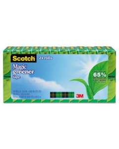 Scotch 3/4" x 25 yds Clear Magic Greener Tape, 1" Core, 24-Pack