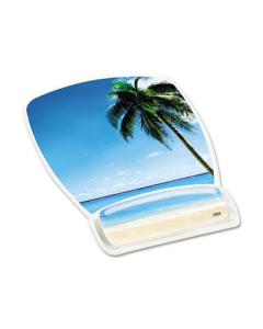 3M 9-1/8" x 6-3/4" Fun Design Clear Gel Mouse Pad Wrist Rest, Beach Design