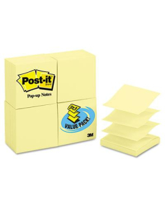 Post-It 3" X 3", 24 100-Sheet Pads, Canary Yellow Pop-Up Notes