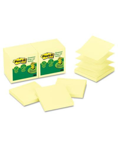 Post-It 3" X 3", 12 100-Sheet Pads, Canary Yellow Greener Pop-Up Notes