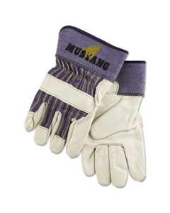 MCR Safety Memphis Mustang X-Large Leather Palm Gloves, Blue/Cream, 12 Pairs