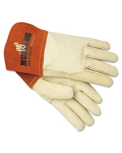 MCR Safety Memphis Mustang Large MIG & TIG Leather Welding Gloves, White/Russet, 12 Pairs