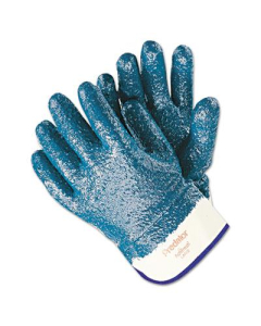 MCR Safety Memphis Predator Large Premium Nitrile-Coated Gloves, Blue/White, 12 Pairs