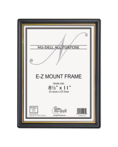 NuDell EZ Mount 8.5" W x 11" H Document Frame, Black/Gold